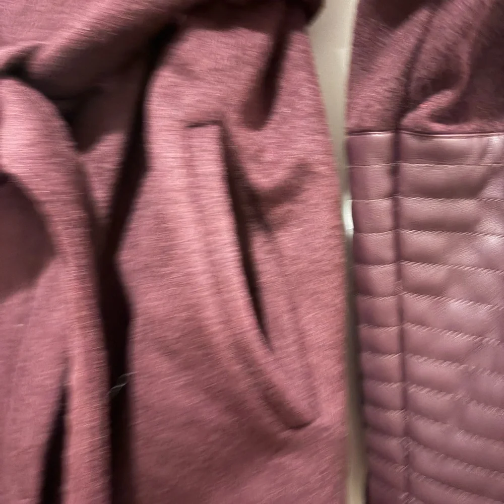 Badgley Mischka Burgundy Coat with Leather Accents NWT - Picture 13 of 13